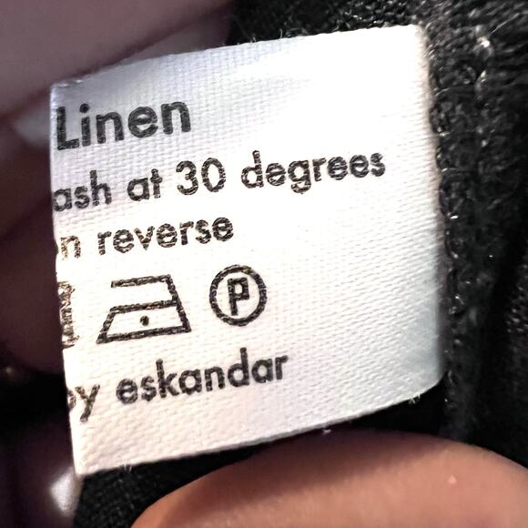 Eskandar Black 100% Linen Lagenlook Pull On Wide Leg Trouser Pants Size 3 - Picture 6 of 6